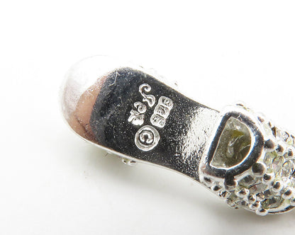 925 Sterling Silver  Vintage Petite Topaz High Heel Shoe Shiny Pendant PT11046