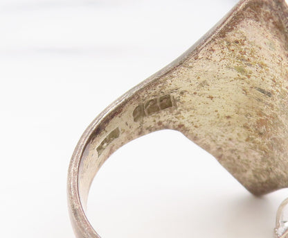 925 Sterling Silver Vintage Ring MEXICO Modernist Ribbed Band  Sz 9.5  RG35013