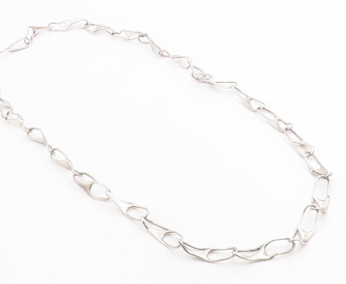 925 Sterling Silver Vintage Necklace BRUNEL Sculptural Link Chain  NE4881
