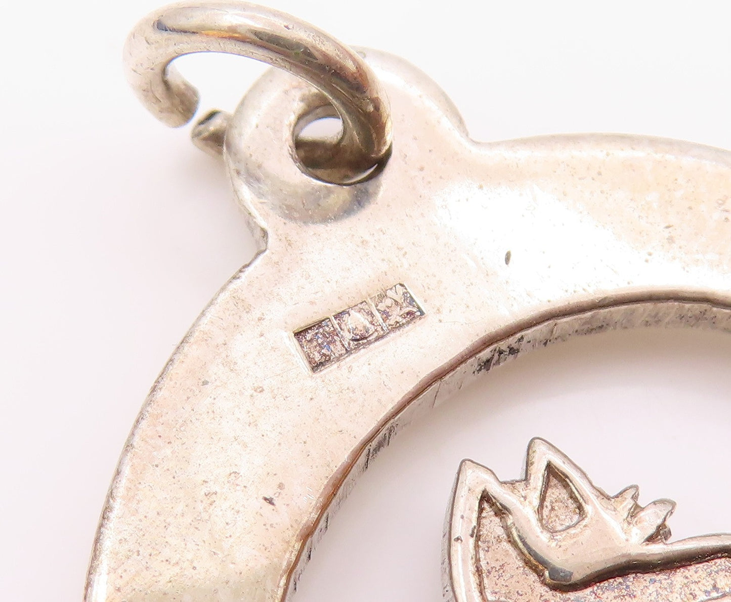 925 Sterling Silver  Vintage Shiny Horse's Head & Shoe Motif Pendant  PT13949