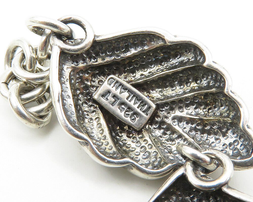 DESIGNER 925 Sterling Silver  Vintage Shiny Floral Leaf Chain Bracelet  BT7151