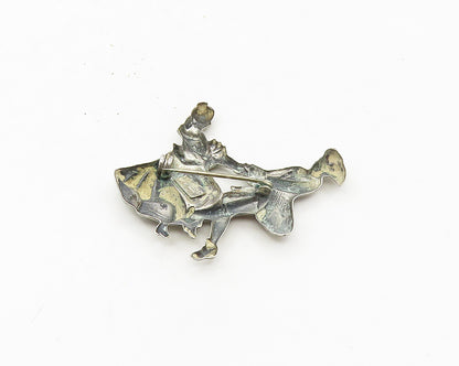 LANG 925 Sterling Silver  Vintage Dancing Couple Motif Brooch Pin  BP6757