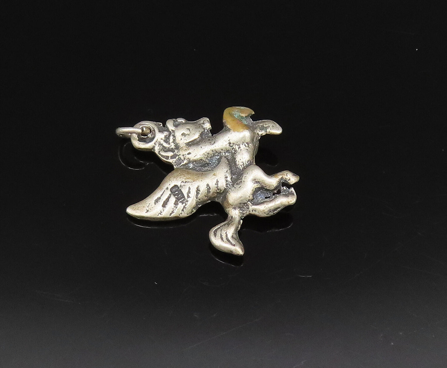 925 Sterling Silver  Vintage Sculpted Fancy Flying Horse Pendant  PT21491