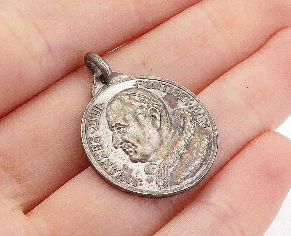925 Sterling Silver  Vintage Antique Oxidized Vatican City Pendant  PT3948