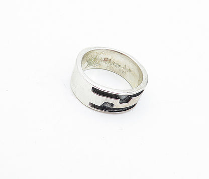 925 Sterling Silver  Vintage Petite Oxidized Detail Band Ring Sz 5.5  RG3727