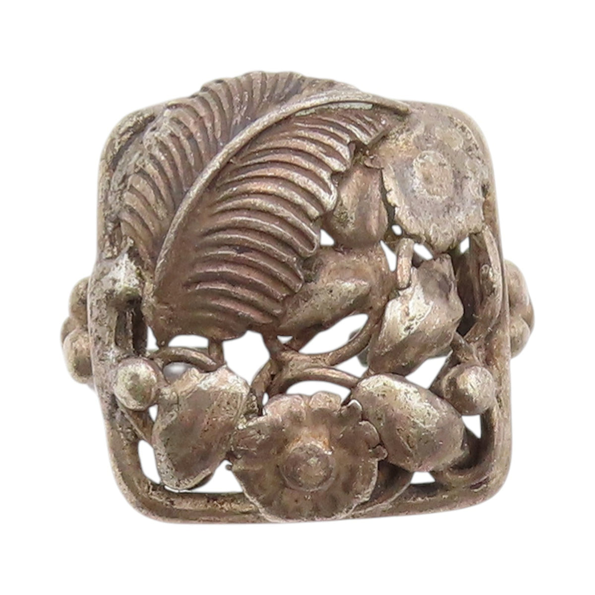925 Sterling Silver Vintage Ring Dark Tone Antique Floral Design  Sz 5.5 RG33348