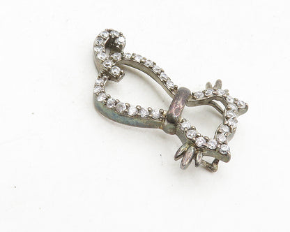 925 Sterling Silver  Vintage Topaz Sitting Cat Motif Outline Pendant  PT7301