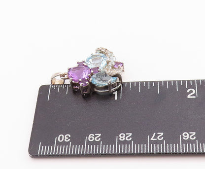 925 Sterling Silver Vintage Pendant Designer Oval & Round Cut Gemstones  PT24563
