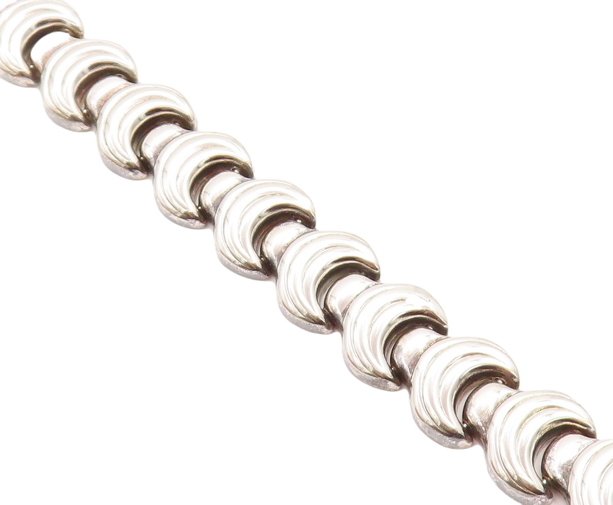 925 Sterling Silver  Vintage Shiny Wrench Hinge Link Chain Bracelet  BT1661