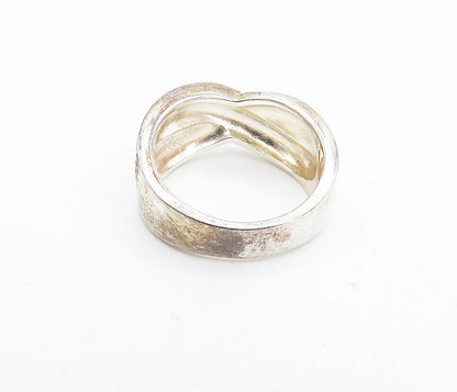 925 Sterling Silver  Vintage Shiny Etched Twist Design Band Ring Sz 8  RG5557