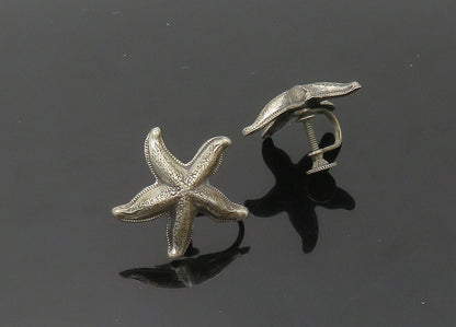 BEAU 925 Sterling Silver  Vintage Starfish Motif Non Pierce Earrings  EG10732