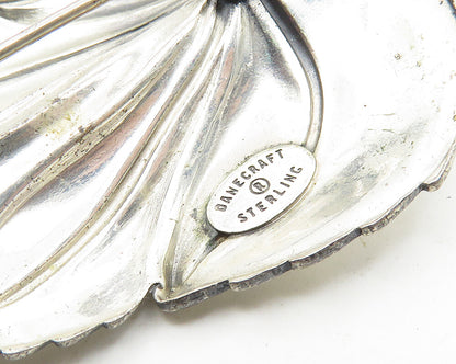 DANECRAFT 925 Sterling Silver  Vintage Shiny Floral Leaf Brooch Pin  BP4131
