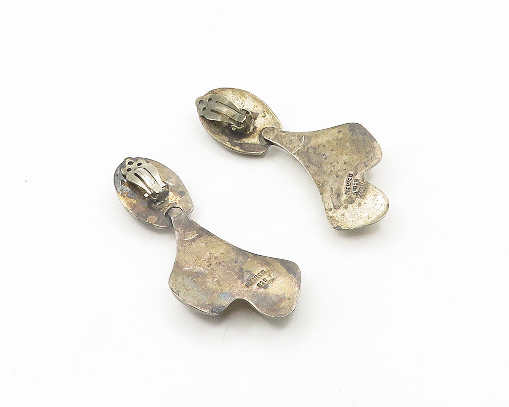 DULCE MEXICO 925 Silver  Vintage Oxidized Modenrist Non Pierce Earrings EG9641