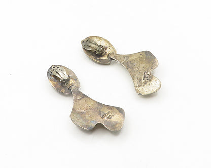 DULCE MEXICO 925 Silver  Vintage Oxidized Modenrist Non Pierce Earrings EG9641