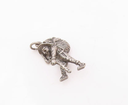 925 Silver  Vintage Walking Man With Sombrero Stick & Rebozo Pendant  PT21793