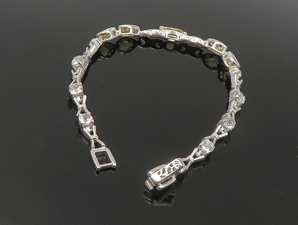 925 Sterling Silver  Faceted Citrine & Topaz Tennis Bracelet  BT1162