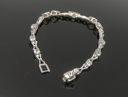 925 Sterling Silver  Faceted Citrine & Topaz Tennis Bracelet  BT1162