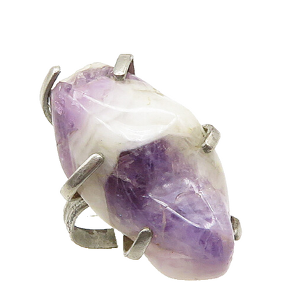 925 Sterling Silver  Vintage Prong Set Amethyst Cocktail Ring Sz 6  RG19839