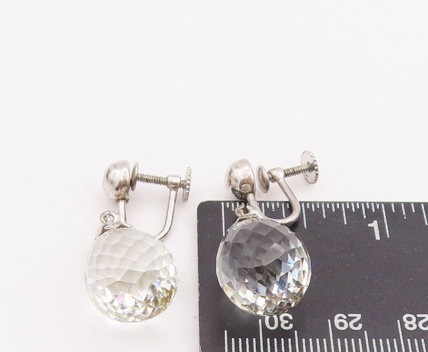 925 Sterling Silver Vintage Earrings Modernist Water Drop Cut CZ  EG13057