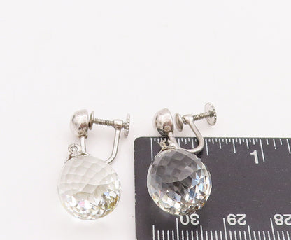 925 Sterling Silver Vintage Earrings Modernist Water Drop Cut CZ  EG13057