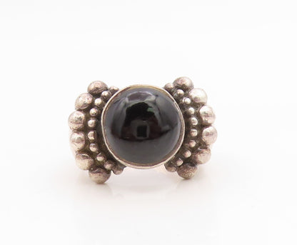 925 Sterling Silver Vintage Ring Cabochon Onyx Statement Band  Sz 6.5  RG34869