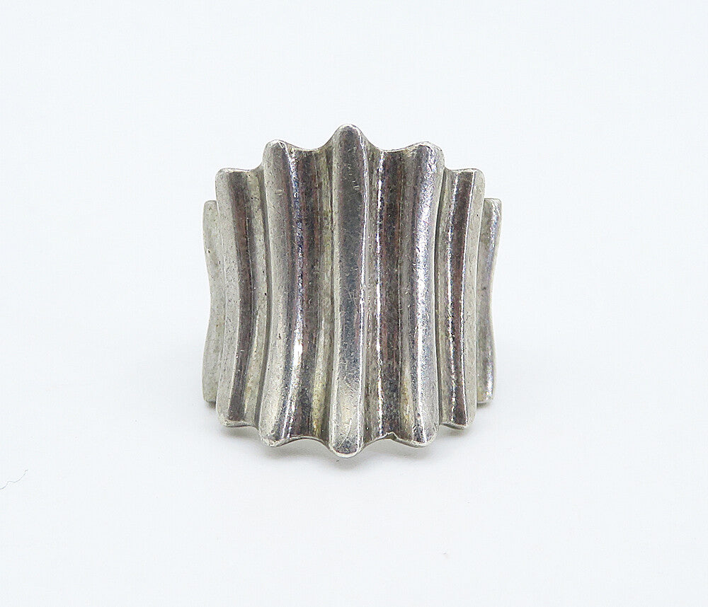 925 Sterling Silver  Vintage Shiny Concave Tapered Band Ring Sz 6  RG8352