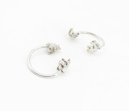925 Sterling Silver  Vintage 2 Piece Shiny Teddy Bear Key Rings  TR1366