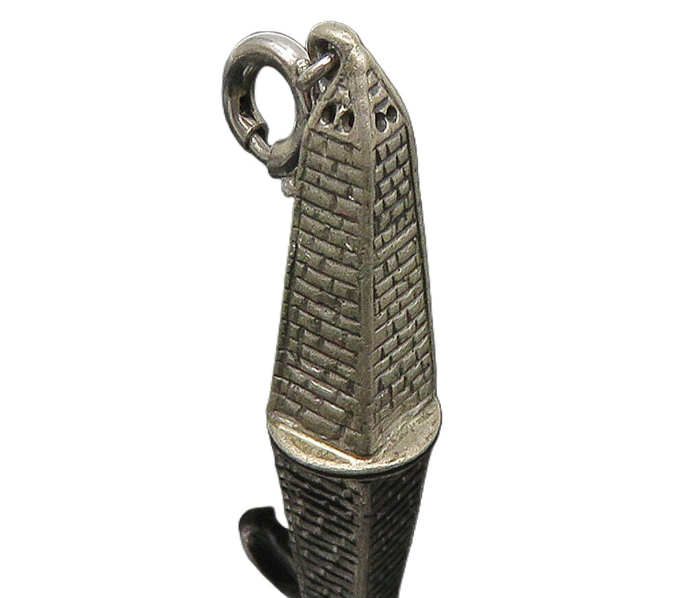 925 Sterling Silver  Vintage Petite Dark Tone Light House Drop Pendant  PT8415