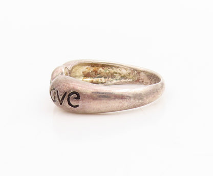 925 Sterling Silver Vintage Ring Peridot Engraved My Love Band  Sz 7  RG34786