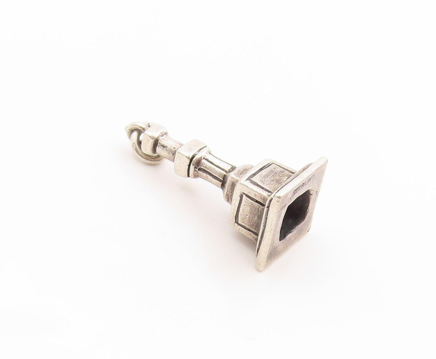 925 Sterling Silver Vintage Pendant Etched Miniature Tibetan Stupa Charm PT25018