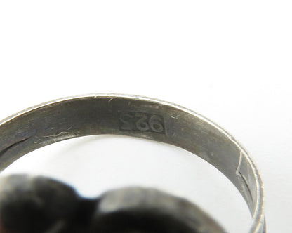 925 Sterling Silver  Vintage Black Onyx Floral Cocktail Ring Sz 6.5  RG13721