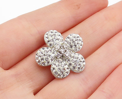 925 Sterling Silver  Sparkling Cubic Zirconia Shiny Flower Pendant  PT3050