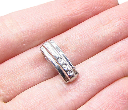 925 Sterling Silver  White Cubic Zirconia Linear Slider Pendant  PT1511
