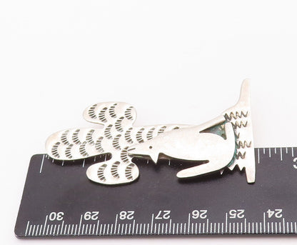 925 Sterling Silver Vintage Brooch Pin Southwestern Wolf & Cactus BP10945