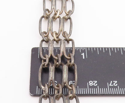 925 Sterling Silver Vintage Bracelet Triple Strand Open Loop Chain  BT12218