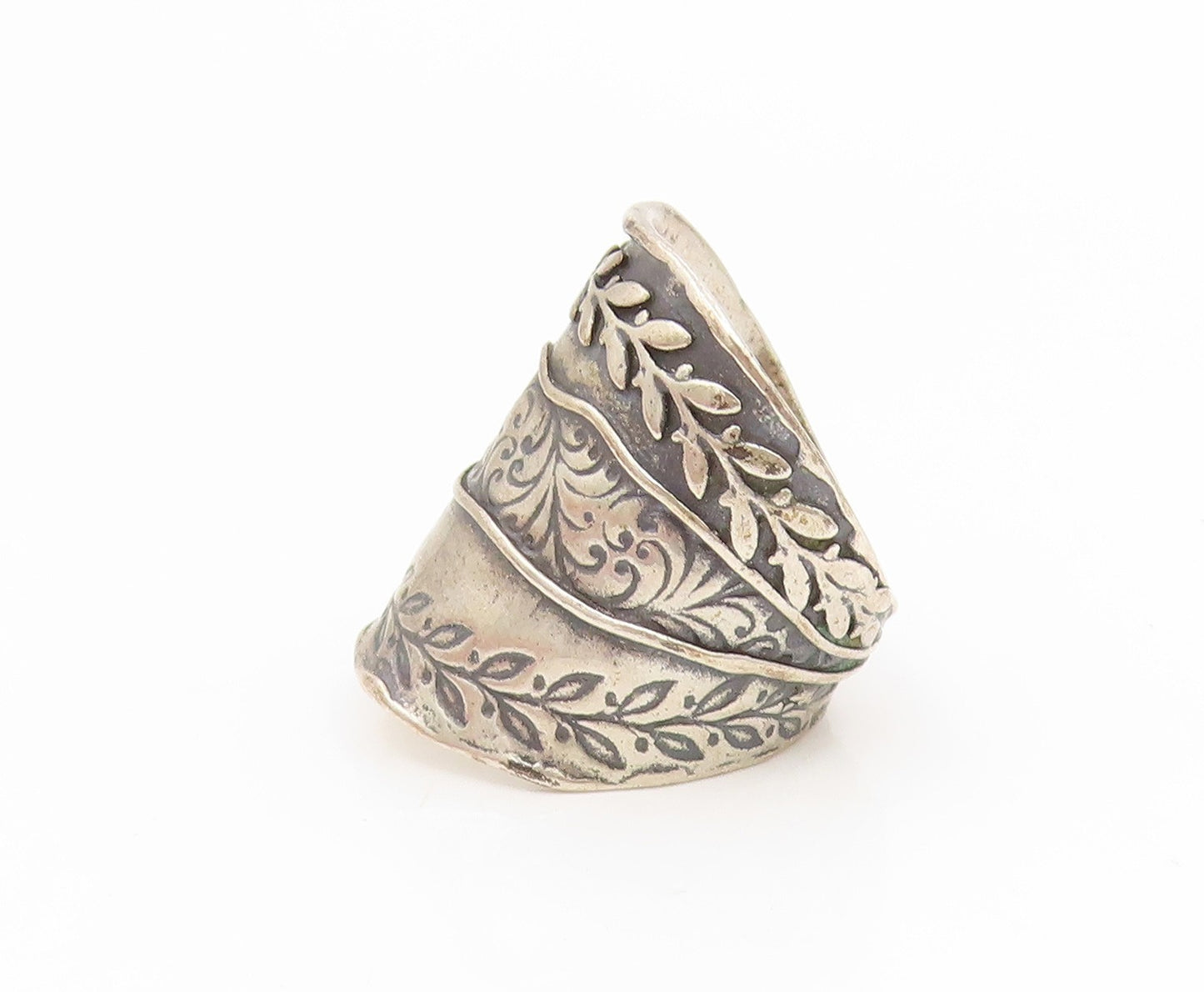 925 Sterling Silver Vintage Ring ISRAEL Engraved Floral Band  Sz 6.5  RG35293