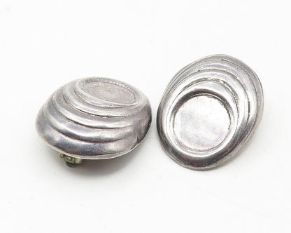 MEXICO 925 Sterling Silver  Vintage Dark Tone Oval Non Pierce Earrings  EG6307