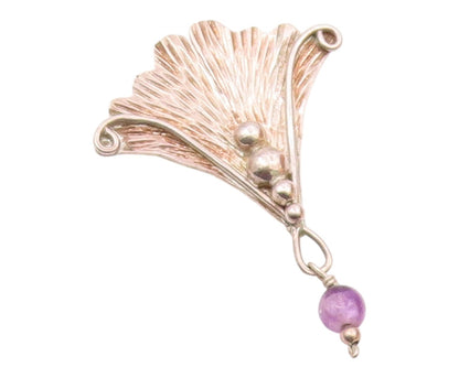 925 Silver  Vintage Linear Textured Shell & Chalcedony Bead Pendant  PT21245