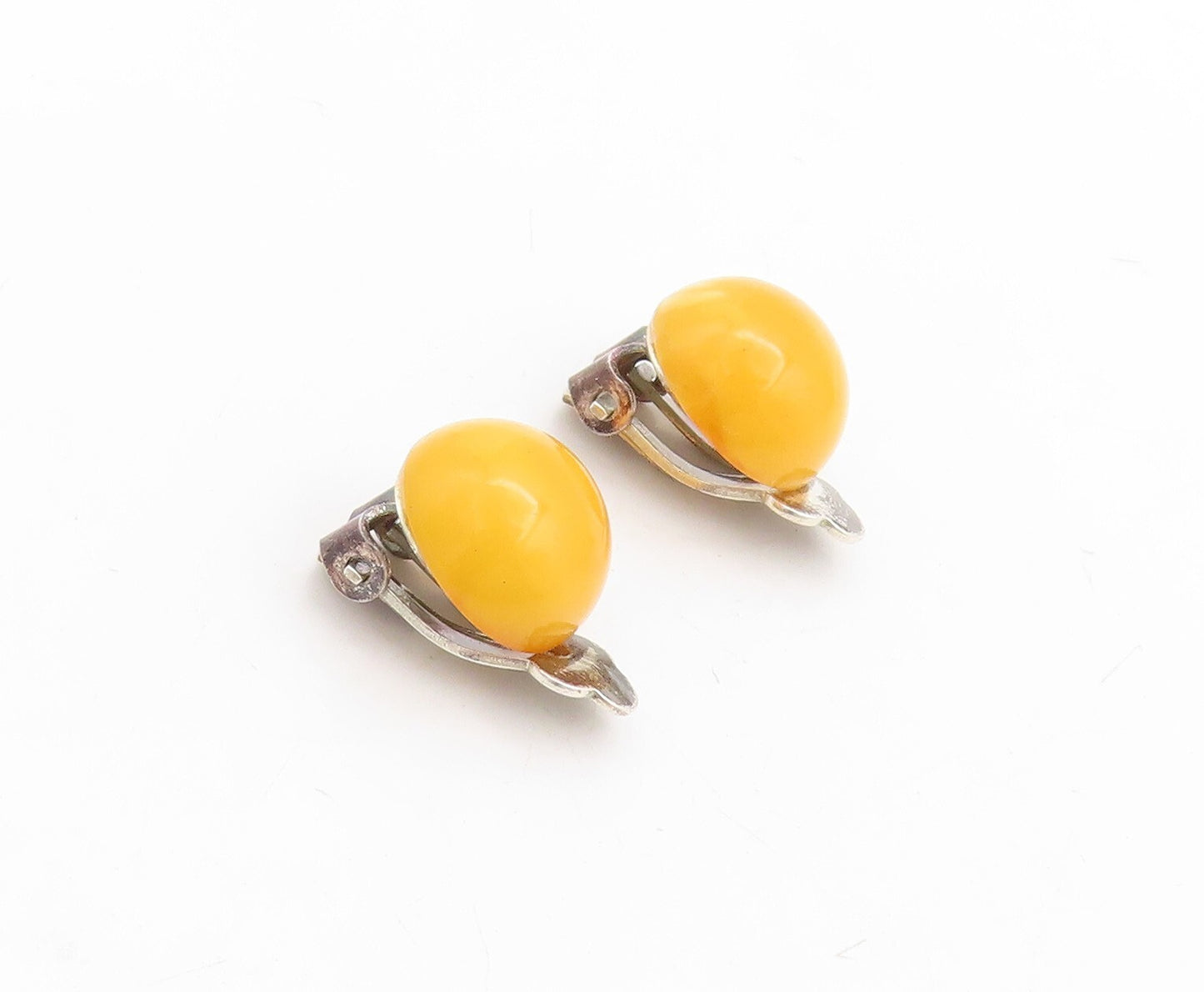 925 Sterling Silver Vintage Earrings Cabochon Round Gemstone Studs  EG13284