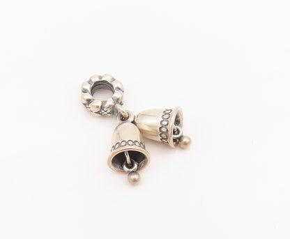 925 Sterling Silver Vintage Pendant PANDORA Mini Christmas Bell Jingles  PT24257