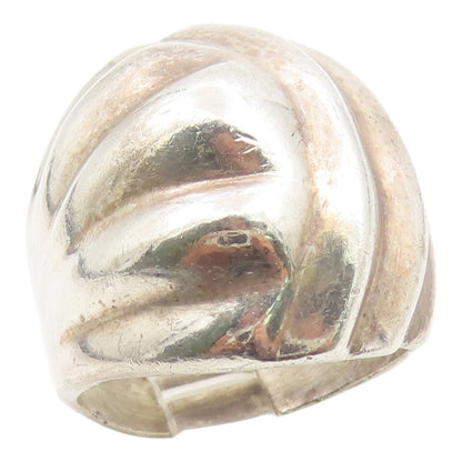 925 Sterling Silver Vintage Ring MEXICO Modernist Fluted Dome  Sz 8.5  RG35508
