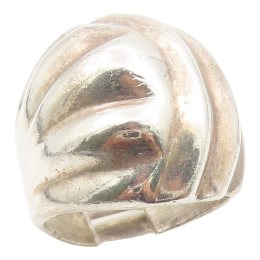 925 Sterling Silver Vintage Ring MEXICO Modernist Fluted Dome  Sz 8.5  RG35508