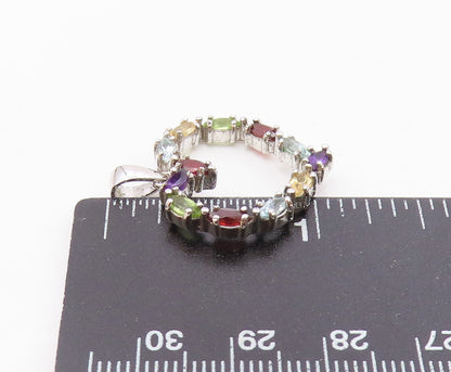 925 Silver  Vintage Marquise Peridot & Multi Stone Love Heart Pendant  PT21156