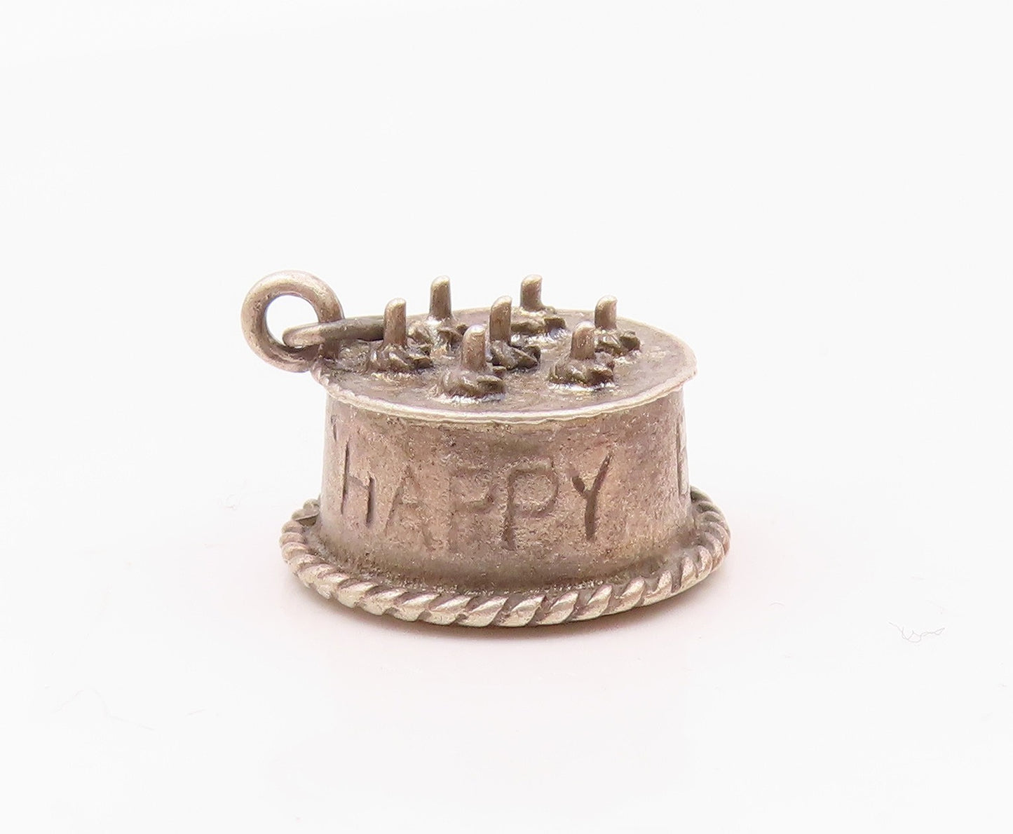 DANECRAFT 925 Sterling Silver  Vintage Happy Birthday Cake Pendant  PT17721