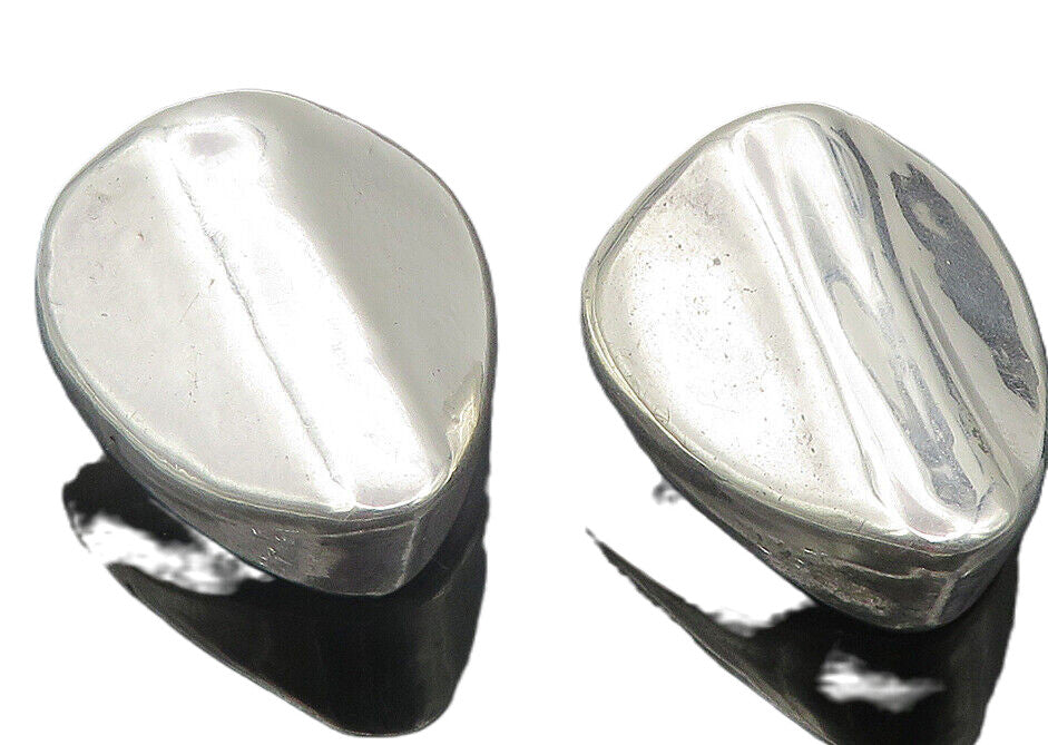 925 Sterling Silver  Vintage Hollow Smooth Shiny Non Pierce Earrings  EG6184
