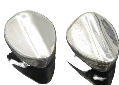 925 Sterling Silver  Vintage Hollow Smooth Shiny Non Pierce Earrings  EG6184