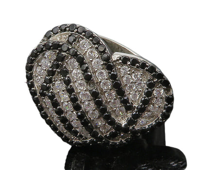 925 Sterling Silver  Topaz & Black Hematite Heart Cocktail Ring Sz 6.5 RG15489