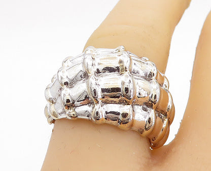 925 Sterling Silver  Vintage Polished Bamboo Dome Band Ring Sz 8  RG5813