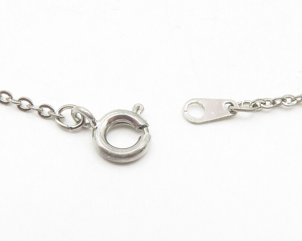 925 Sterling Silver  Shiny Genuine Diamond Swirl Thin Chain Necklace  NE2064