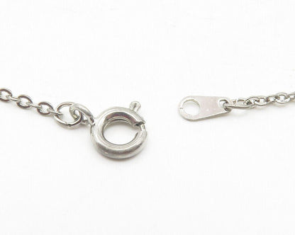 925 Sterling Silver  Shiny Genuine Diamond Swirl Thin Chain Necklace  NE2064